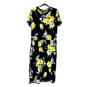 size XL Simier Fariry black floral dress with tie waist